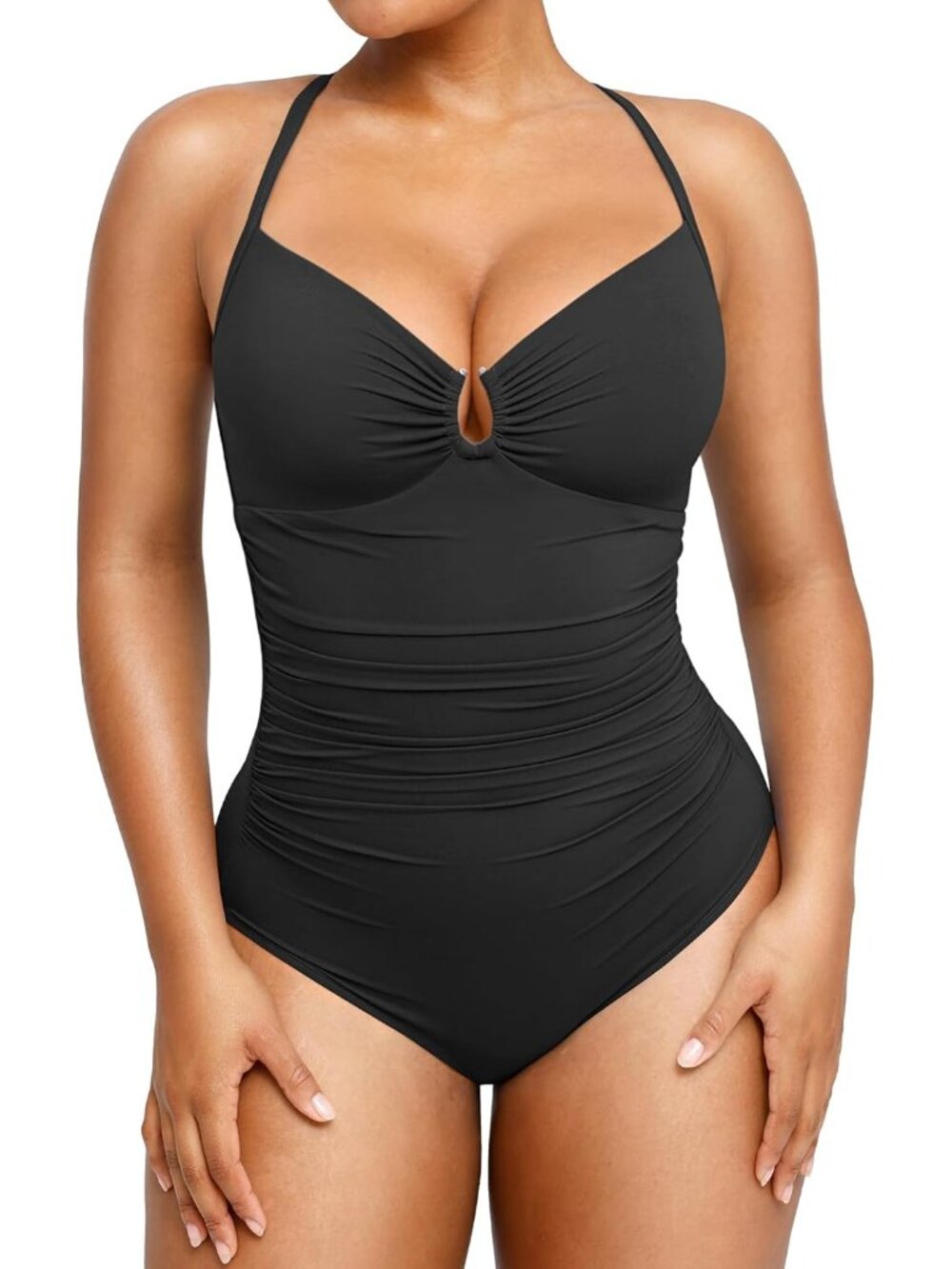 Womens Swimsuits Tummy Control Bathing Suit Slimming One Piece U-Ring Shapewear